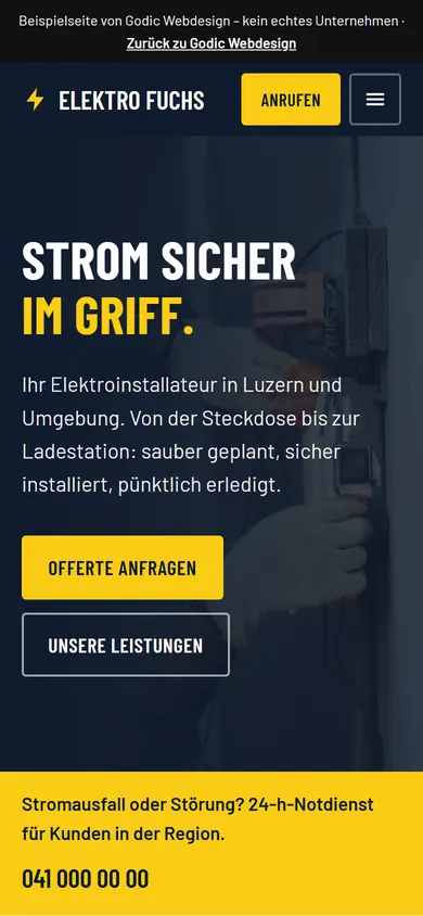 Dieselbe Beispielseite auf dem Handy